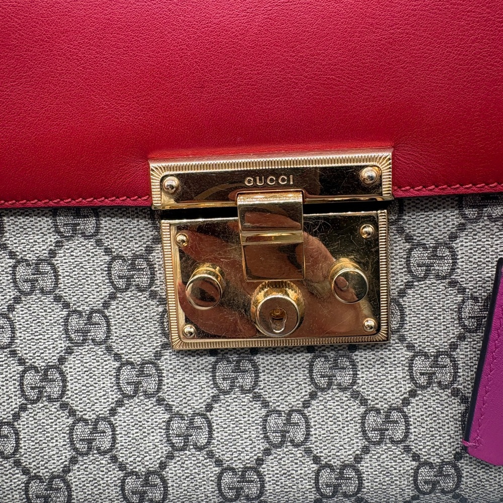 Gucci Padlock GG Supreme Red Top Handle Bag - Picture 3 of 11